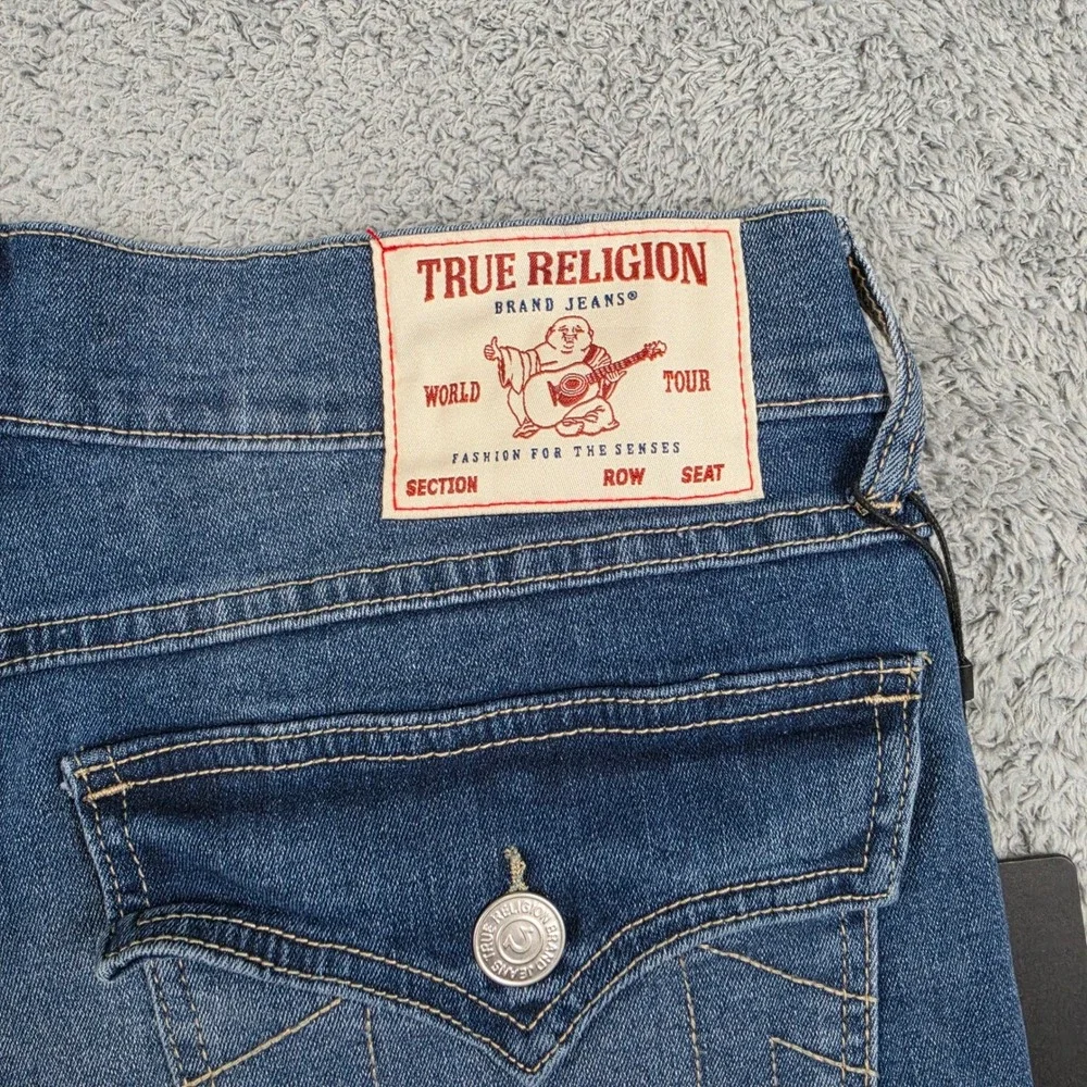 True Religion Ricky SN Flap Denim Shorts Men 31 Blue Relaxed Straight Casual NWT